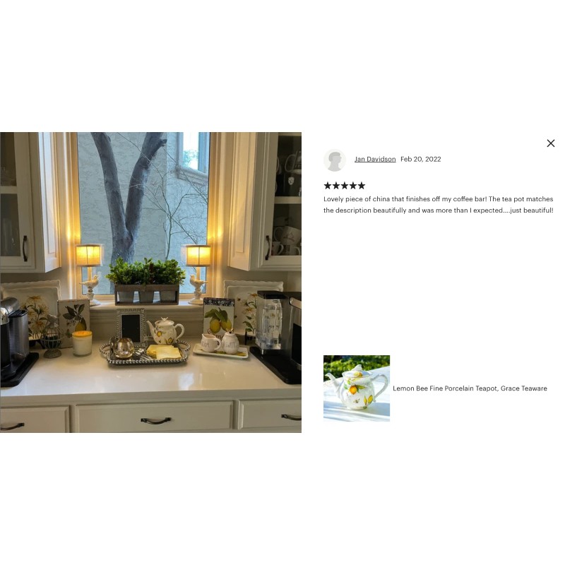 Grace's Teaware Grace Teaware Lemon Bee Fine Porcelain 3-Piece Tea