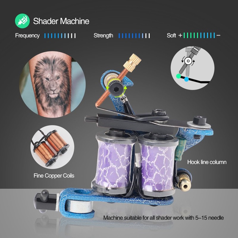 Solong Complete Tattoo Kit 4 Pro Machine Guns 54 Inks