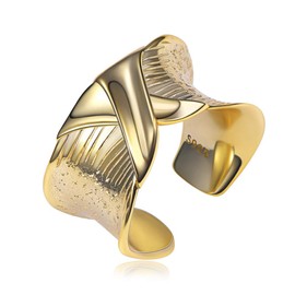 ChicSilver Wide Band Ring Women's Jewellery Opening Rose Gold / 18 K Gold-Plated / Silver X Ring Vintage Ring Adjustable Ring Perfect as Engagement Ring Partner Friendship Ring, Sterling Silver