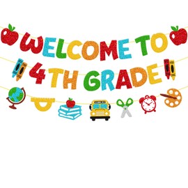 Welcome to 4th Grade Banner First Day of 4th Grade Banner Welcome Back to School Decorations Hello 4th Grade Watch Out 4th Grade Here I Come Bulletin Board Classroom Party Supplies