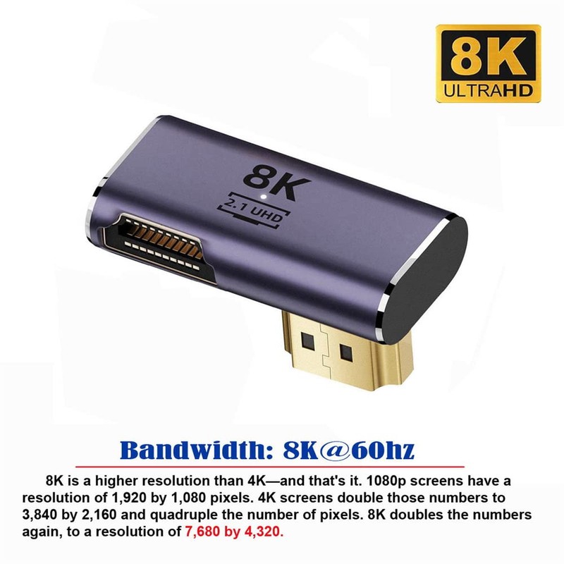 cablecc HDMI Male to HDMI 2.1 Female Low Profile Vertical