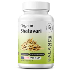 Organic Shatavari 1200mg, 60 Capsules - Lactation Support Vitamins, Hormonal Balance for Women, Asparagus Racemosus Root