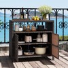 RELAX4LIFE Wicker Outdoor Bar Cabinet - PE Rattan Patio Bar