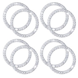 8 Pack Bling Car Crystal Rhinestone Ring Emblem Sticker, Auto Interior Decoration, Bling Car Accessories for Women/Girl, Push to Start Button, Key Ignition Starter & Knob Ring