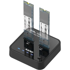 MAIWO Dual Bay NVMe M.2 SSD Duplicator Docking Station, 10Gbps USB 3.1 GEN2 Type-C to M.2 SSD Cloner Adapter, 8TB Capacity, Fits 2230/2242/2260/2280/22110mm