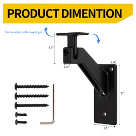 10FT Matte Black Handrails Kit for Indoor Outdoor Stairs，Modern Aluminum Handrail Set,2" X1" Grab bar,Adjustable 304 Stainless Steel Brackets Included，Rust Free