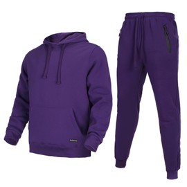 Tanderin Men's Tracksuit 2 Piece Sweatsuit Set Long Sleeve Pullover Athletic Suit Sweatpants Casual Sport Jogging Suits With Pockets（Purple M