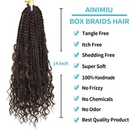 Shoobidoo 8Packs Goddess Box Braids Crochet Hair With Curly Ends 18 inch Pre-looped Bohomian Crochet Box Braids Synthetic Braiding Hair Extensions (18 inch, 4#)