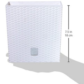 Prosper Plast Rattan Flower Pot - White Planter 17cm - Suitable for Indoor and Outdoor Use