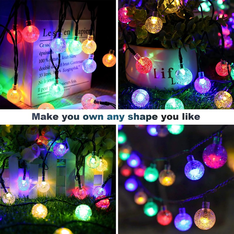 60LED 6M/20FT Solar Lights Outdoor Garden - 8 Modes &
