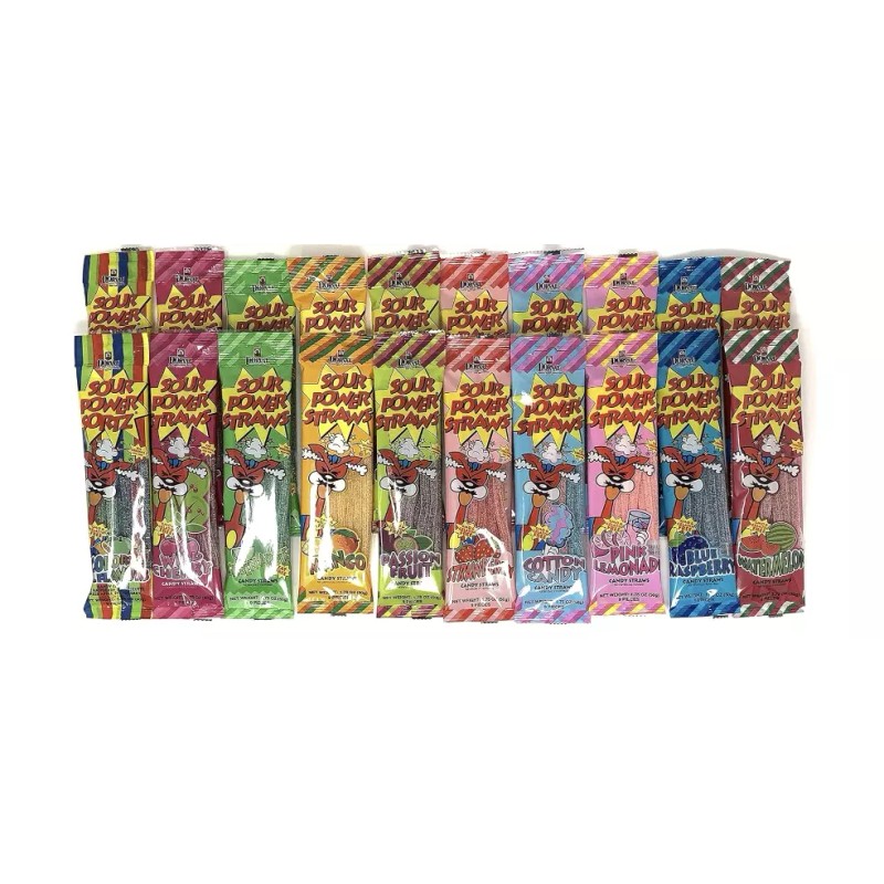 Sour power Candy Straws, various flavors Straws 1.75 Ounce (Pack