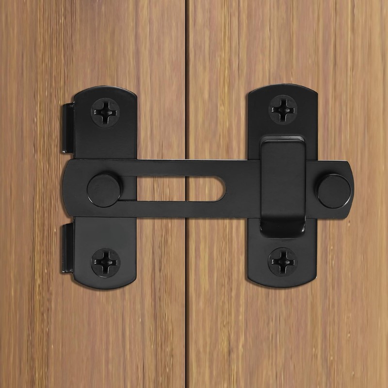 4 Pcs 180 Degree Flip Sliding Barn Door Lock Black