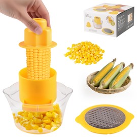IURRDOP Corn on the Cob Stripper Tool, Corn Sheller - Quickly Strip and Peel Corn, Includes a Bowl for Corn Kernels, Grinder, and a Safe Handle