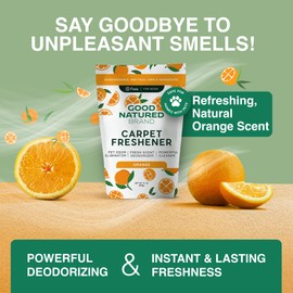 Good Natured Brand | Carpet Freshener & Deodorizer Powder | Pet Odor Eliminator for Strong Odor & Pet Urine | Fresh Natural Sweet Orange Scent | Biodegradable, Safe for Homes with Pets - 31oz