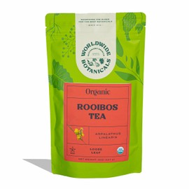 Worldwide Botanicals Organic Red Rooibos tea– 8 Oz - 100% South African Aspalathus linearis – Loose Leaf, Cut and Sifted - Bulk Resealable Bag, 8 ounces