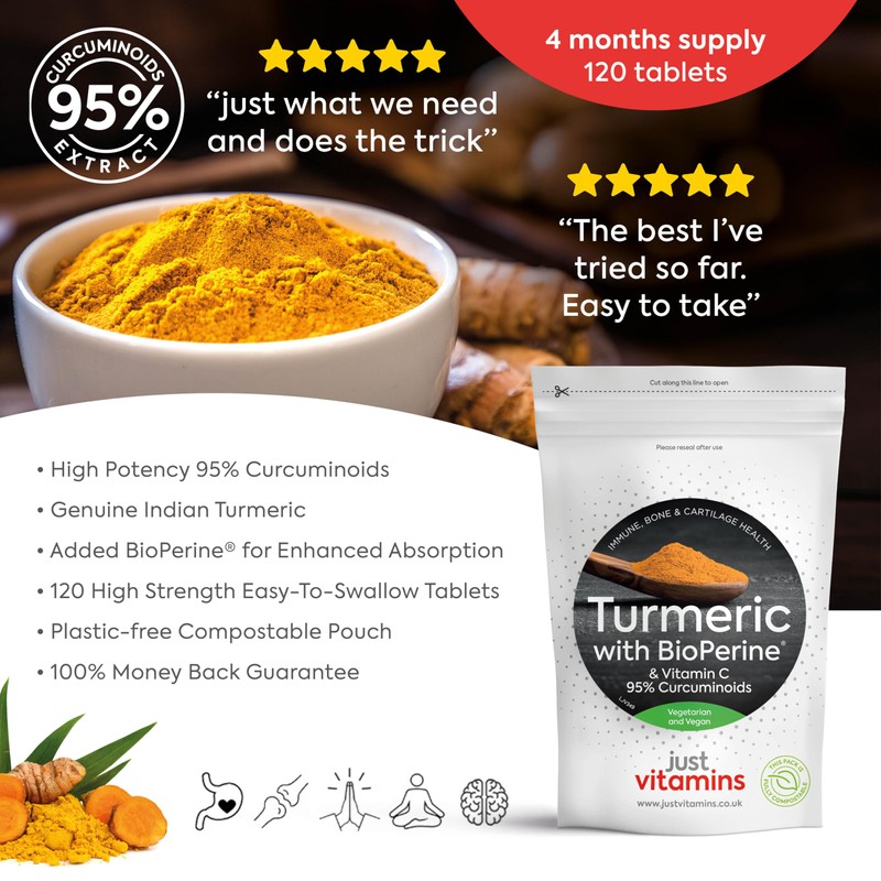 Just Vitamins Just Vitamins High Strength Turmeric 12,500mg with Black