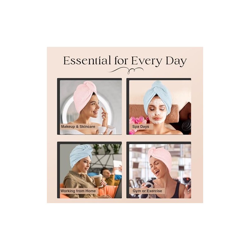 Toalla de algodón para el cabello para mujeres/niños, de secado