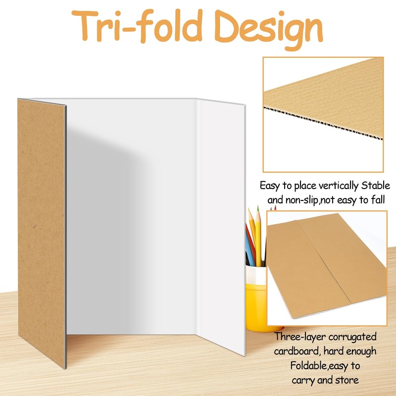 5 Pack Trifold Poster Board Bulk, 36" X 48" White