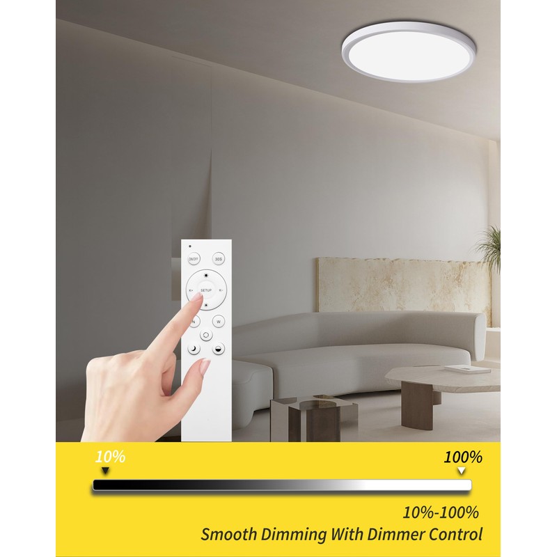 1Pack 20 Inch Remote Control Dimmable Large LED Flush Mount