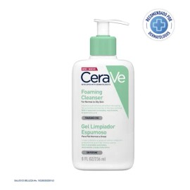 CeraVe Gel Limpiador Espumoso Piel Mixta a Grasa| Desarrollado con Dermatólogos | Elimina el Exceso de Grasa | Contiene Niacinamida, Ácido Hialurónico y Tecnología MVE | 236ml | 8oz
