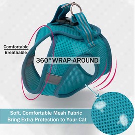 Cat Harness and Leash for Walking Escape Proof Ultra Light Adjustable Kitten Harness with Reflective Strap Soft Mesh Cat Vest Breathable Harness Set for Puppies Rabbits,Cats and Small Pets - Lnichot