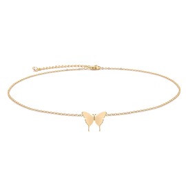 VACRONA Gold Dainty Butterfly Necklaces 18K Gold Plated Choker Necklace Delicate Long Gold Chain Necklaces Jewelry Gift for Women