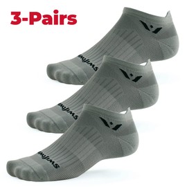 Swiftwick- ASPIRE ZERO Tab (3 Pairs) Running Socks, Cycling Socks, Firm Support (Pewter, Medium)