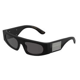 Dolce & Gabbana DG 4411 252587 Matte Black Plastic Rectangle Sunglasses Grey Lens