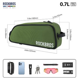 ROCKBROS Road-to-Sky Bicycle Frame Bag Top Tube Bag Waterproof 0.7L Reflective Bicycle Bag for Front Frame for MTB/Road Bike/Gravel Bike