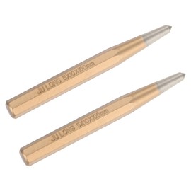 M METERXITY 2-Pack Center Punch 5mm Shank Point, 10x100mm Alloy Steel Center Punch Tool, Impact Resistant Metal Punch Center for Mark/Drilling/Punching/Scribing/Locator/Starting Nail [Golden]