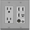 RiteAV Power Outlet 3 HDMI Coax Cat5e Toslink Wall Plate