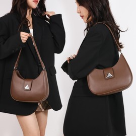 Travistar Handbag Women's Small Elegant Shoulder Bag Women's PU Leather Hobo Bag Y2k Bag Saddle Bag Aesthetic Evening Bag Clutch with Zip Cool Shoulder Bag for Teenage Girls, brown