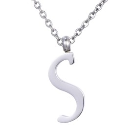 Morella Ladies' Necklace with Letter Pendant, Stainless Steel Silver in Gift Bag, Stainless Steel