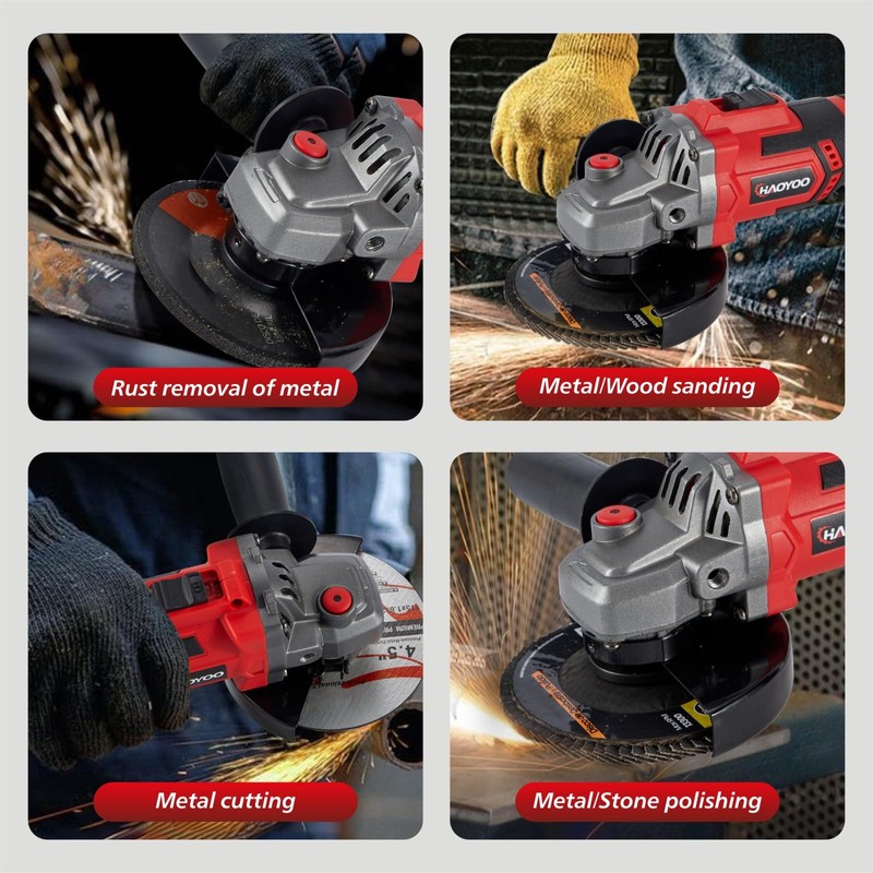HAOYOO Cordless Angle Grinder 4-1/2 inch, Compatible with makata 18V