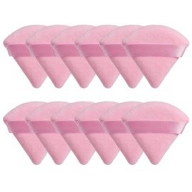 12 Piezas Esponjas Maquillaje Triangular para Polvo, Borlas para Maquillaje en Seco y Mojado, Esponjas Faciales Maquillaje Terciopelo Suave para Polvo Suelto/Polvo Corporale/Base de Maquillaje (Rosa)