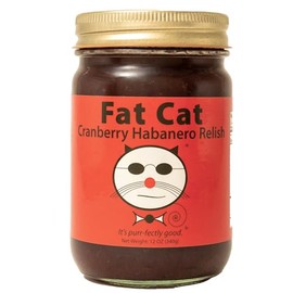 Cranberry Habanero Relish Seasonal Holiday Condiment by Fat Cat Gourmet | Sweet, Tart, Savory | For Sandwiches, Roasts, BBQ | Mild Heat | Preservative-Free, Gluten-Free | 3 Jars