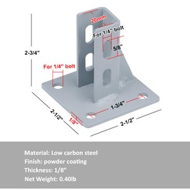 6 Pcs Floor Mount Base for 2020 T Slot Aluminum Profile, Floor Flange Anchor Bracket