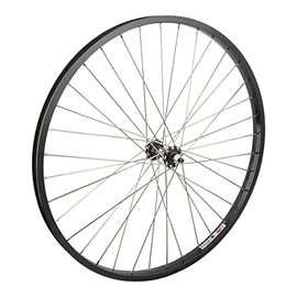 Wheel Front 26 x 1.75 Black Alloy Cruiser, 3/8 Alloy Silver Hub, Bolt On, 12g SS Spokes, 36H