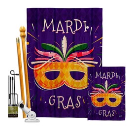 Beads Festival Garden House Flags Kit Springtime Mardi Gras Carnival Masquerade Celebration Season Holiday French Small Decorative Gift Yard Banner Double-Sided Made In USA 28 X 40
