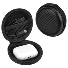 Linkidea Headphones Carrying Case Compatible with AirPod, JayBird, Bose SoundSport, Jabra Headsets Case, Protective Hard Shell Travel Bag with Cable, Charger Storage (Black)