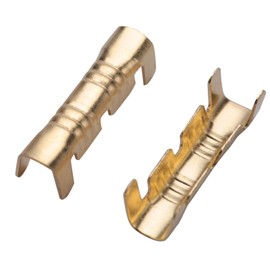 Pack of 100 U-shaped copper ring terminals, crimping wire, non-insulated cable wire, spade connector for electric cars, gold