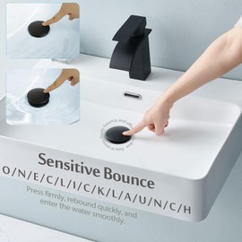 SOZOMO Tapón de Drenaje Desplegable de Acero Inoxidable,Desagüe de Pileta,Desagüe Desplegable,Tapón de Desagüe para Lavabo de Baño,Conjunto de Drenaje para Fregadero,para Sin Desbordamiento (Negro)