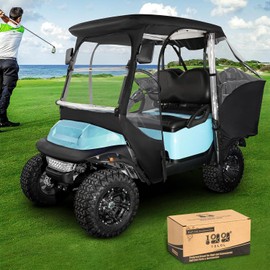 10L0L Golf Cart Enclosure for Club Car Precedent 4 Passenger, Fits 57'' Roof with 4-Side Zipper Doors, 360° Panoramic Windows & Security Side Mirror Openings