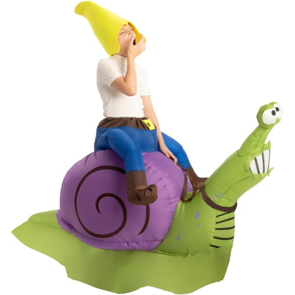Spooktacular Creations Inflatable Halloween Costume Gnome Ride A Snail Ride On Inflatable Costume - Child Unisex (7-10 yr)