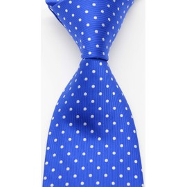 Geotae Zerun Corbata clásica de seda con lunares para hombre, Azul brillante, Classic (57''X3.6''.)