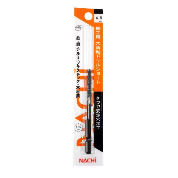 NACHI 6SDPS4.8 Hex Shaft Drill Short for Ironworks, 0.19 inches