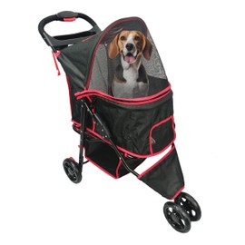 AmorosO Pet Stroller for Convenience and Mobility | Effortless Cat and Dog Pet Carrier | Storage Compartment & Foldable for Easy Walking and Transport | Indoor and Outdoor Uses | Black Pet Carrier
