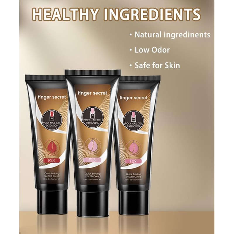 Finger Secret Nail Extension Gel,Poly Gels 12-Colors Set,Multiple Extension Poly