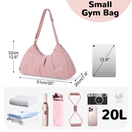 Outplea 20L Gym Bag with Shoe Compartment for Women, Small Sports Duffle Bag with Wet Pocket, Carry On Bags for Yoga Swim Dance, Pink