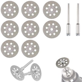AmoYoung Round Hole Mini Diamond Cutter, 14 Pieces, Diameter 1.2 x 1.2 inches (30 mm) x 10 Pieces, 2 x 0.09 inch (2.35 mm) Axis, 2 x 0.1 inch (3 mm) Shaft, Router Diamond Cutter, Mini Router Bit, Router Bit, Diamond Cutting Disc, Router Cutter, Wide Compatible Models